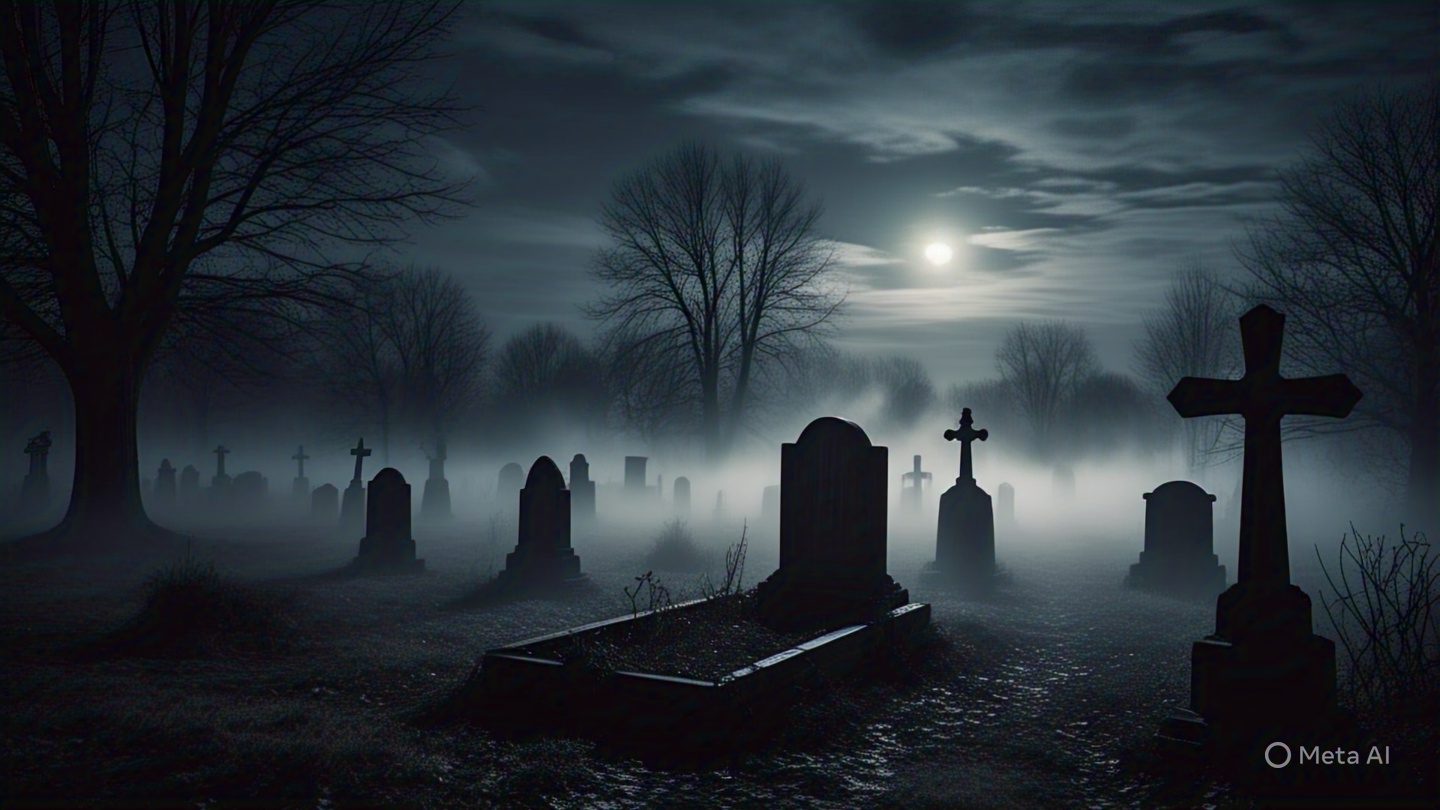 Sound of laughter coming from the cemetery